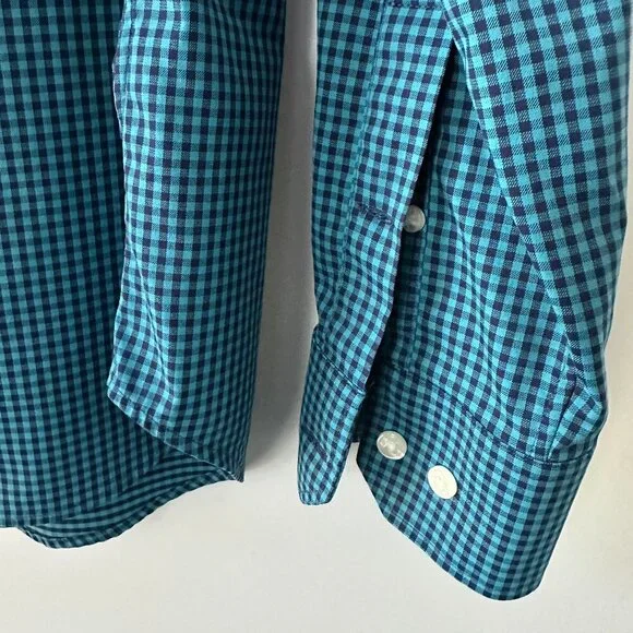 Bonobos Blue Check Slim Fit Medium Long Men's Shirt - Picture 5 of 11